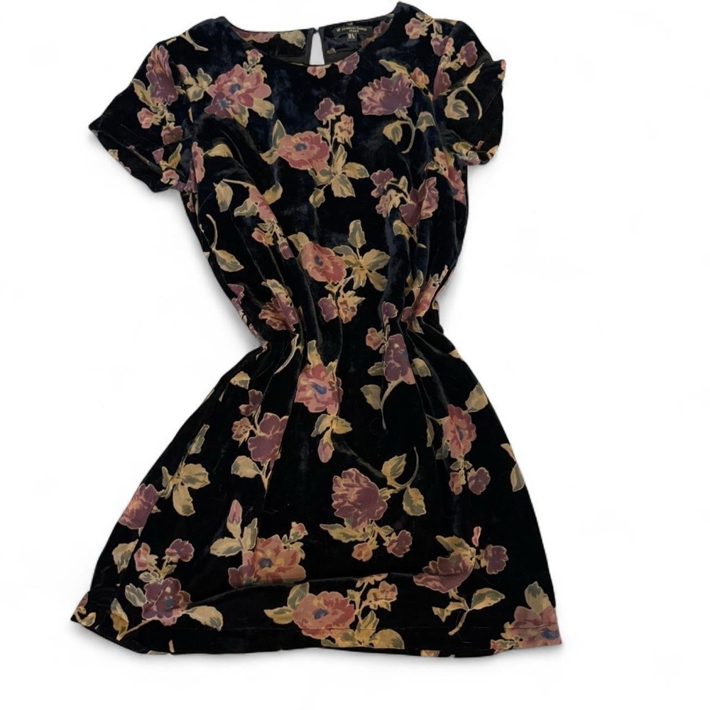 Italian Velvet Floral Printed Fall Dress - Picture 2 of 6